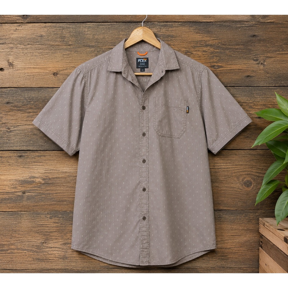 Timberland PRO Flex Mens Large Modern Fit Gray Stretch Short Sleeve Work Shirt